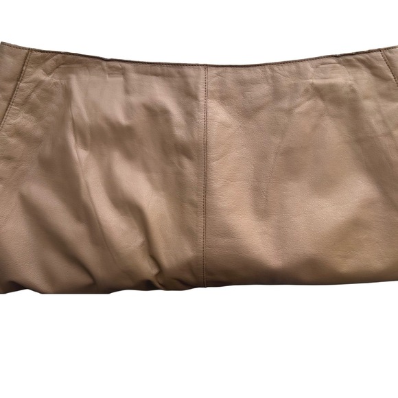 KENNETH COLE Vintage Pencil Skirt Genuine Leather Lined Pockets Camel Tan Size 8 - Picture 7 of 7